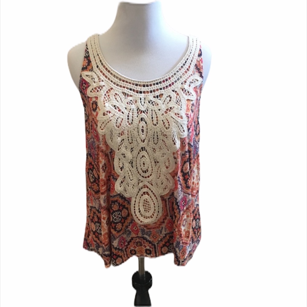 Eyeshadow multi medallion /crochet blouse - S - Picture 3 of 11